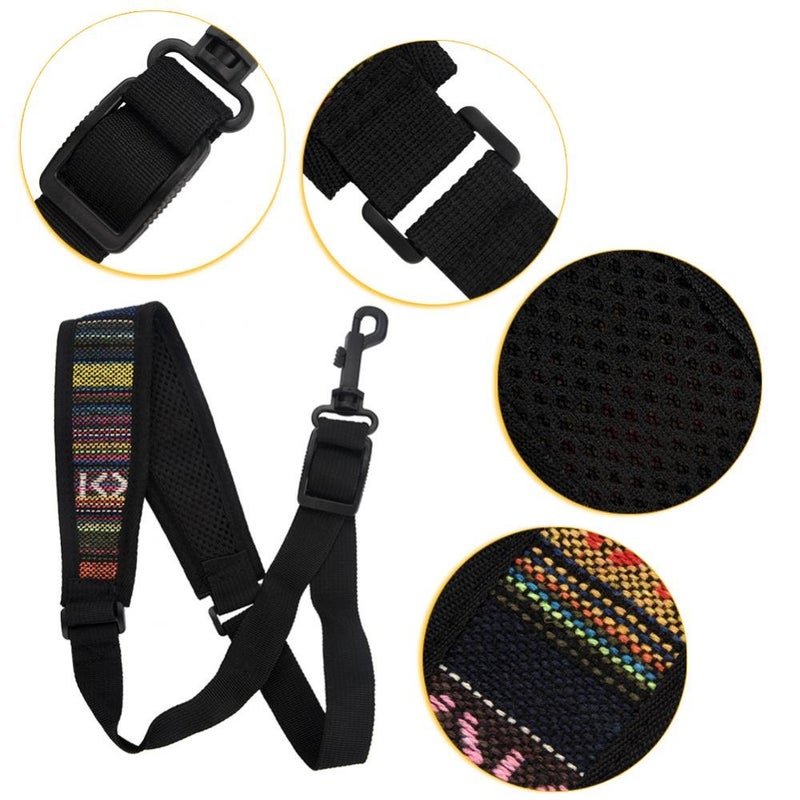 Dilwe Saxophone Strap, Adjustable Single Shoulder Sax Strap Portable Cotton Neck Sax Strap(Folk Style) - Image 5
